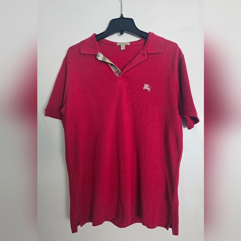 Burberry Brit  Men's Burgundy Polo Shirt Size M / L Slim Cut